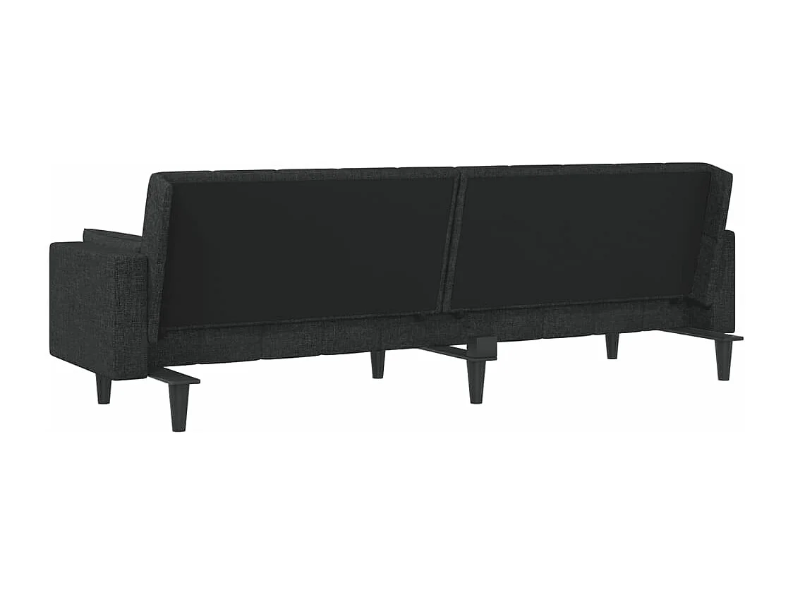 Schlafsofa 2-Sitzer mit 2 Kissen Schwarz Stoff