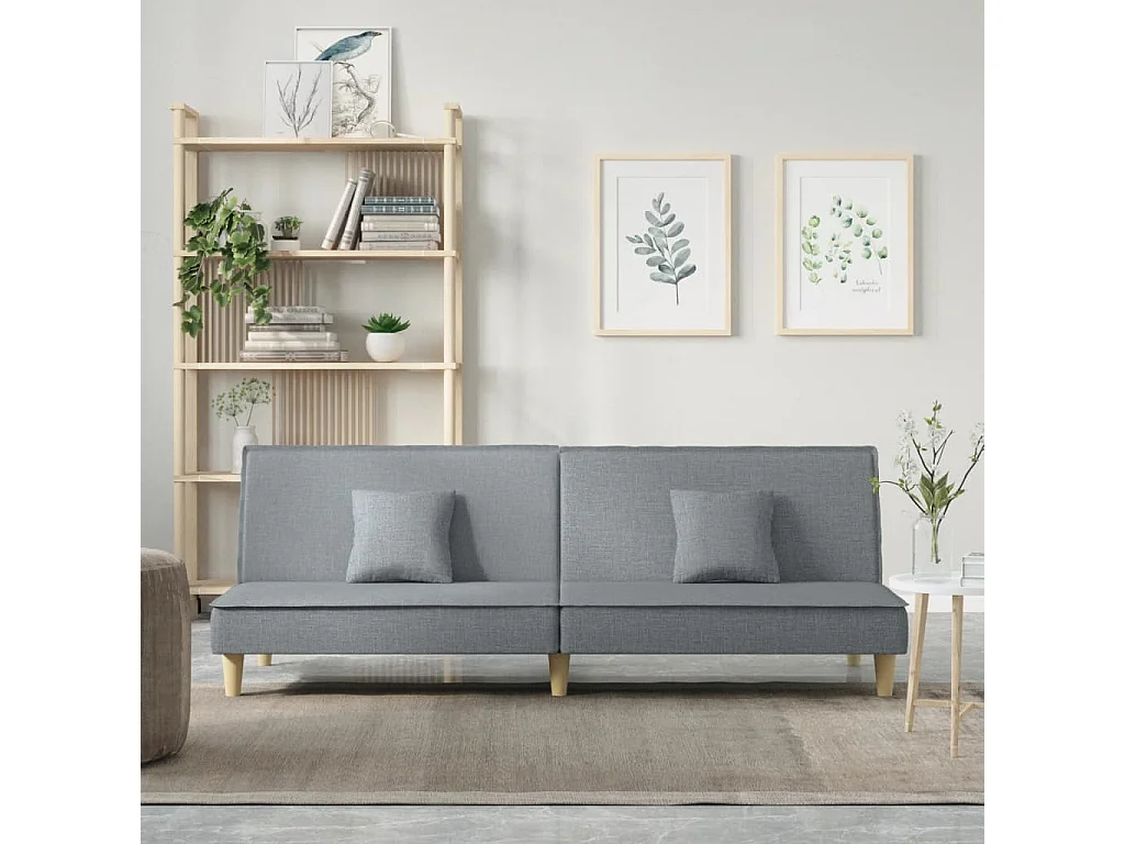 Divano Letto Grigio Chiaro in Tessuto