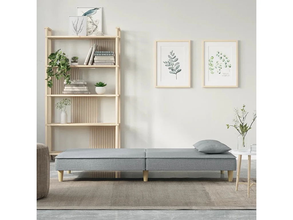 Divano Letto Grigio Chiaro in Tessuto