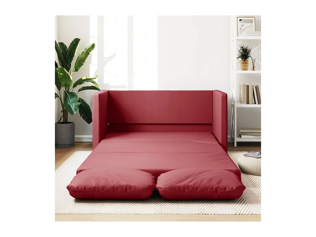 Divano Letto da Terra 2 in 1 Rosso Vino 112x174x55cm Similpelle