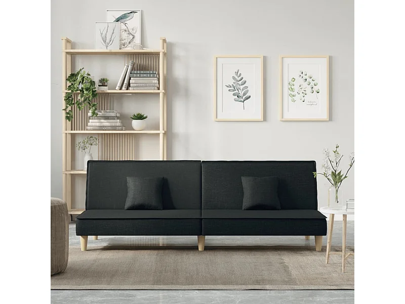 Divano Letto Nero in Tessuto