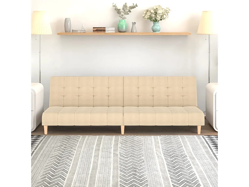 Sofá-cama de 2 lugares tecido cor creme