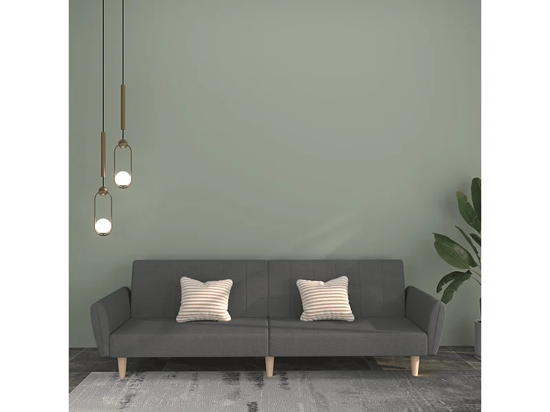 Canapé-lit à 2 places gris clair tissu