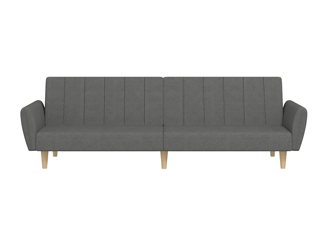 Sofá-cama de 2 lugares tecido cinzento-claro