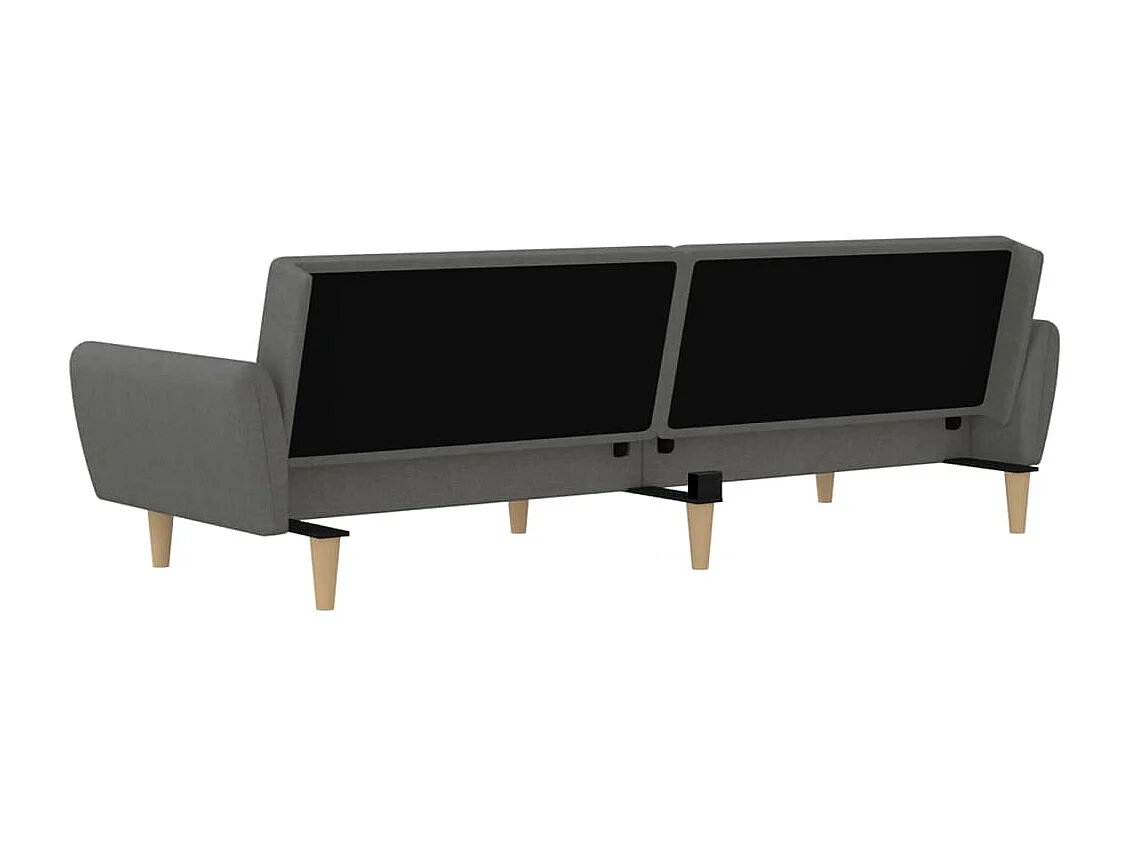 Sofá-cama de 2 lugares tecido cinzento-claro