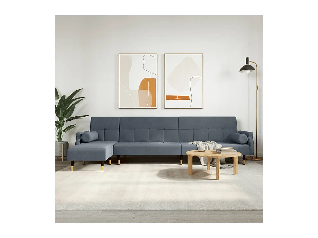 Schlafsofa in L-Form Dunkelgrau 271x140x70 cm Samt