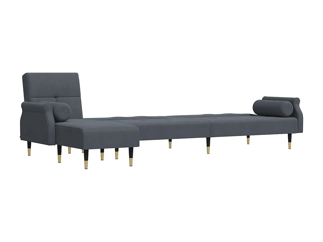 Canapé-lit en forme de L gris 271x140x70 cm velours
