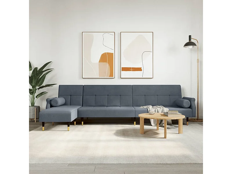 Divano Letto a L Grigio Scuro 271x140x70 cm in Velluto