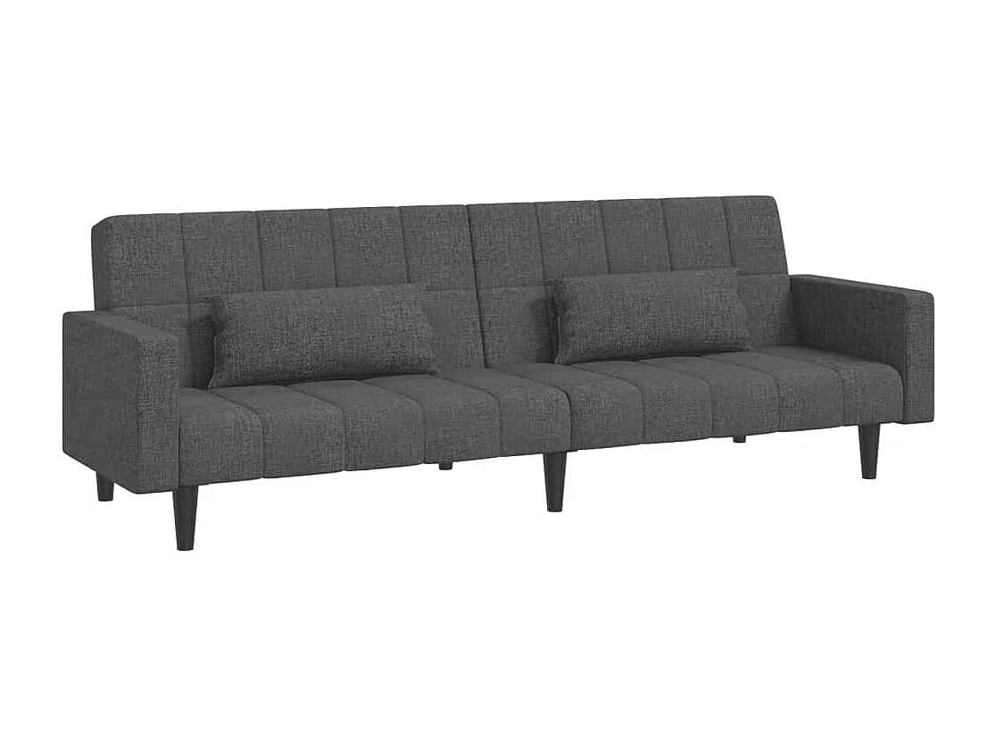 Sofá-cama 2 lugares com duas almofadas tecido cinzento-escuro