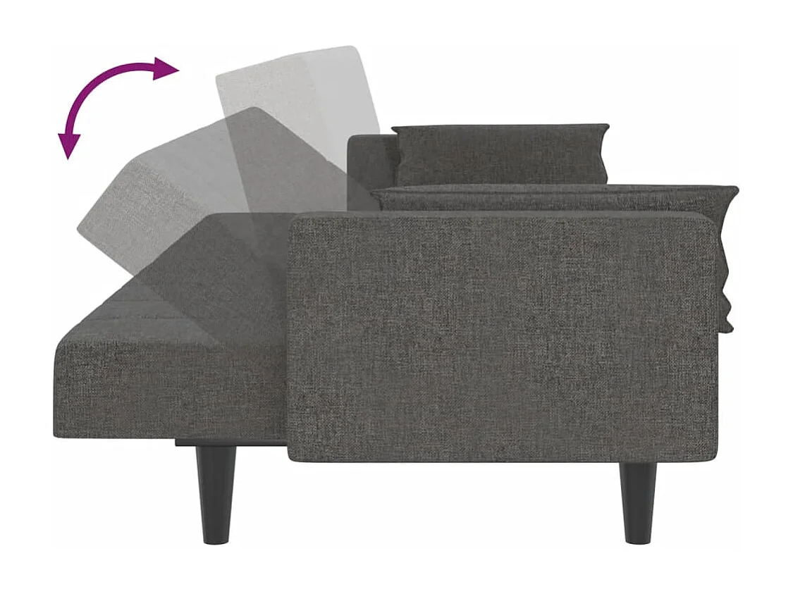 Sofá-cama 2 lugares com duas almofadas tecido cinzento-escuro