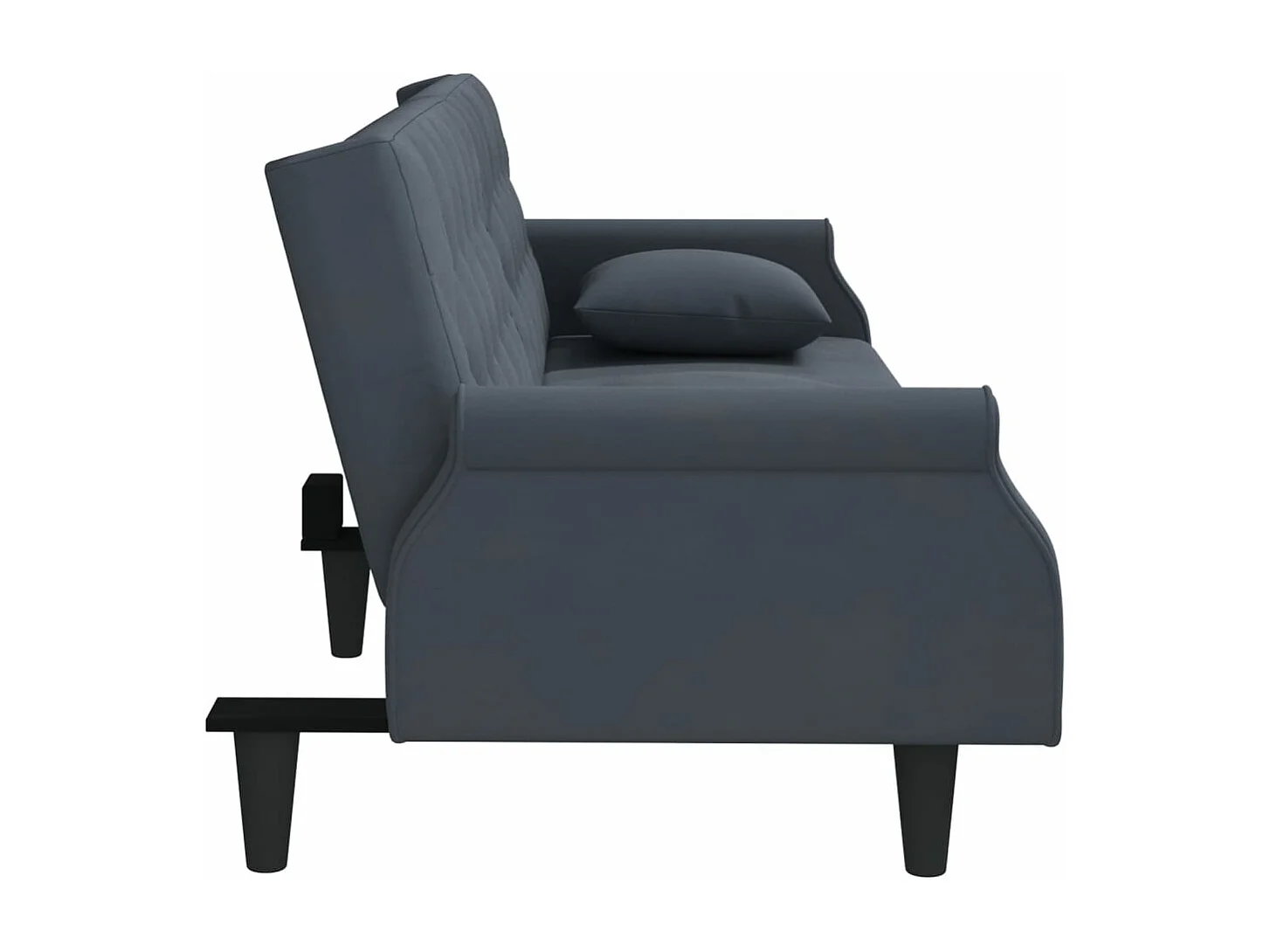 Divano Letto con Braccioli Grigio Scuro in Velluto