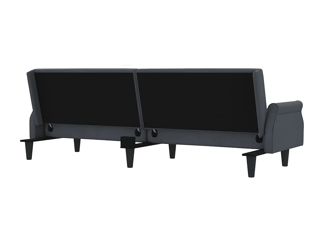 Divano Letto con Braccioli Grigio Scuro in Velluto