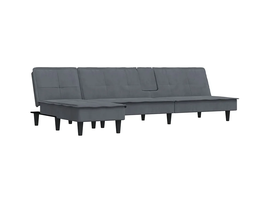 Canapé-lit en forme de L gris 255x140x70 cm velours