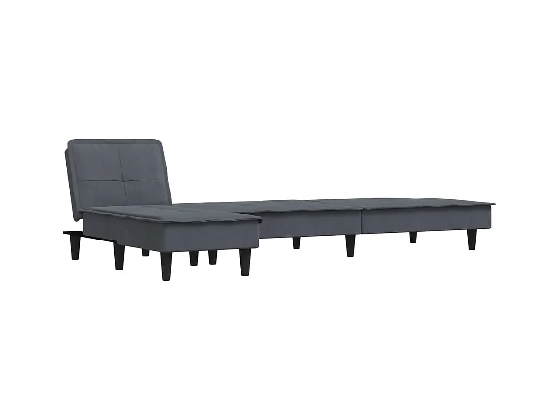 Canapé-lit en forme de L gris 255x140x70 cm velours