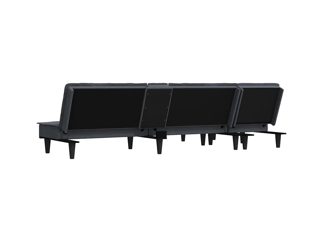 Canapé-lit en forme de L gris 255x140x70 cm velours