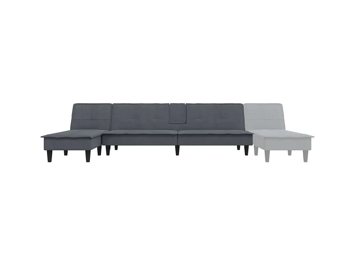 Canapé-lit en forme de L gris 255x140x70 cm velours