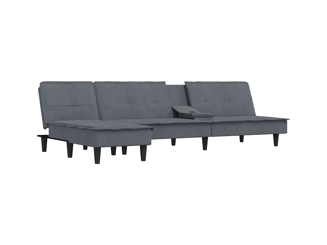 Canapé-lit en forme de L gris 255x140x70 cm velours