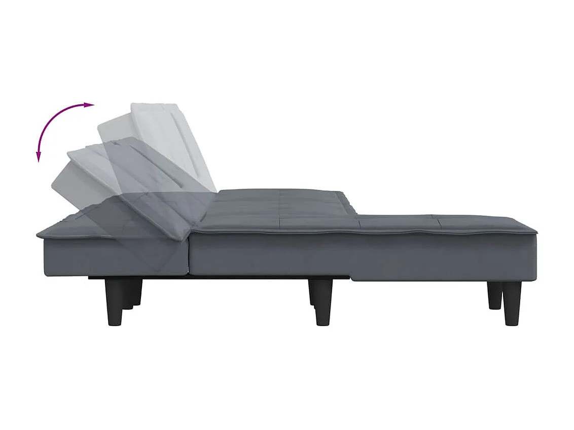 Canapé-lit en forme de L gris 255x140x70 cm velours