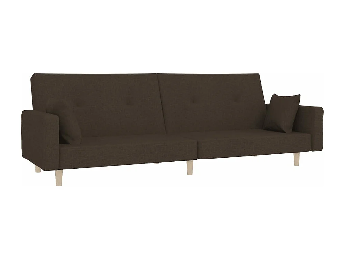 Schlafsofa 2-Sitzer mit 2 Kissen Dunkelbraun Stoff