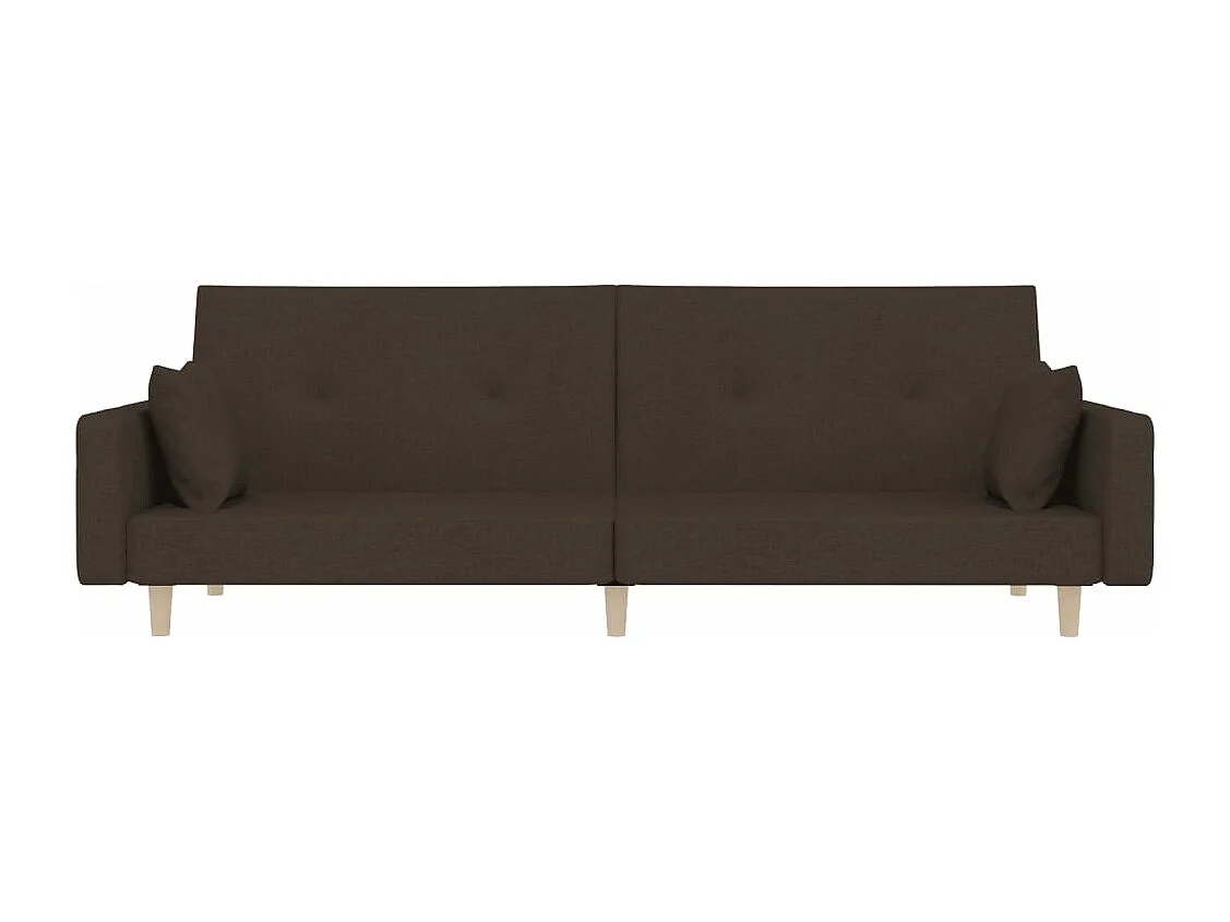 Schlafsofa 2-Sitzer mit 2 Kissen Dunkelbraun Stoff