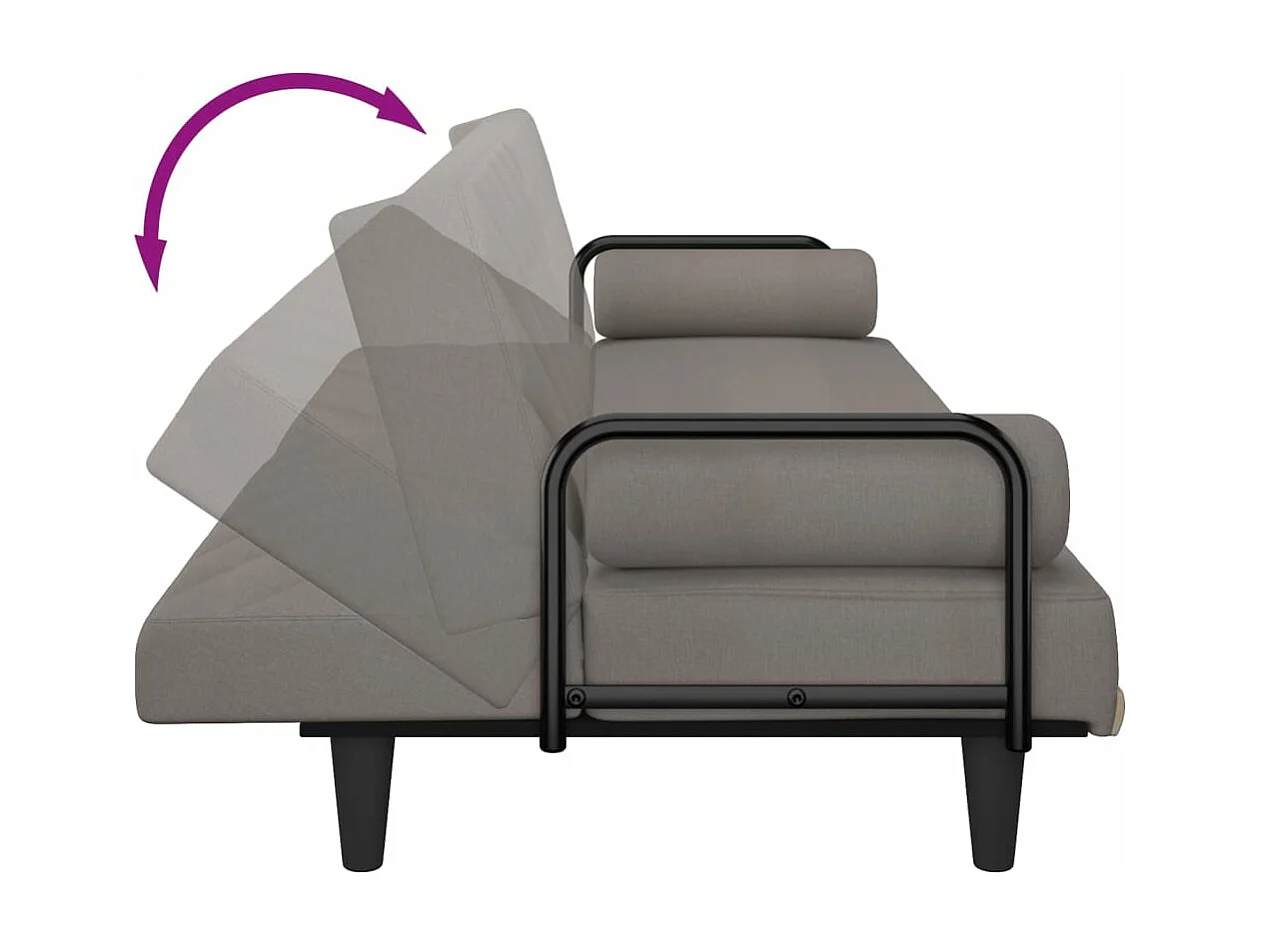 Divano Letto con Braccioli Tortora in Tessuto