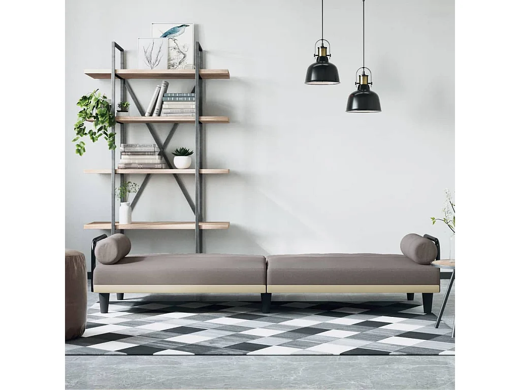 Canapé-lit avec accoudoirs taupe tissu