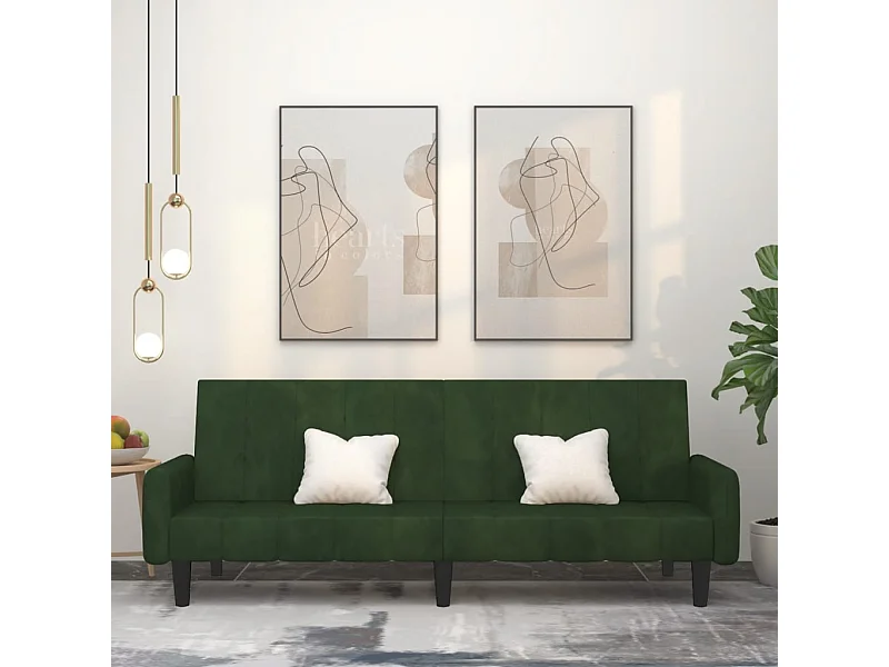 Canapé-lit à 2 places vert foncé velours
