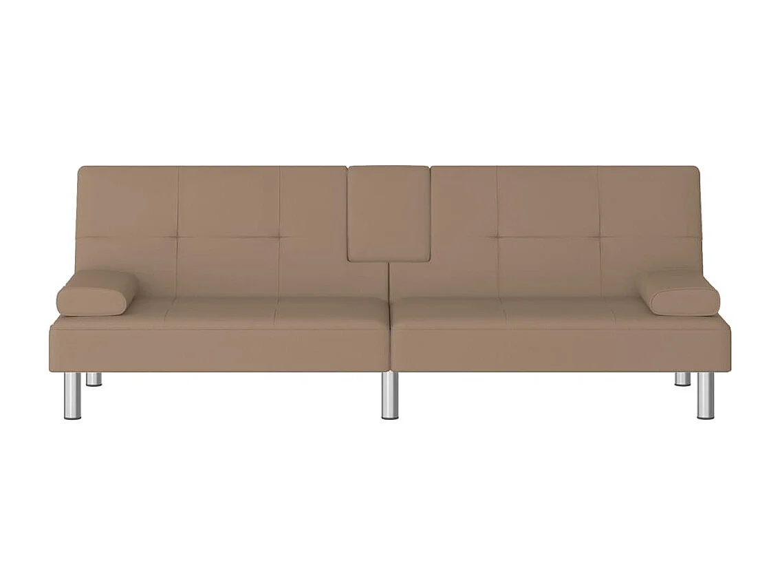 Canapé-lit avec porte-gobelets cappuccino similicuir