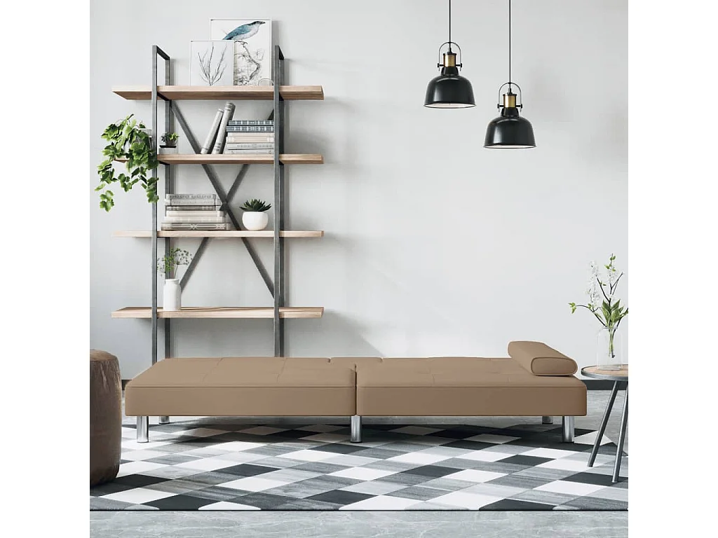 Canapé-lit avec porte-gobelets cappuccino similicuir