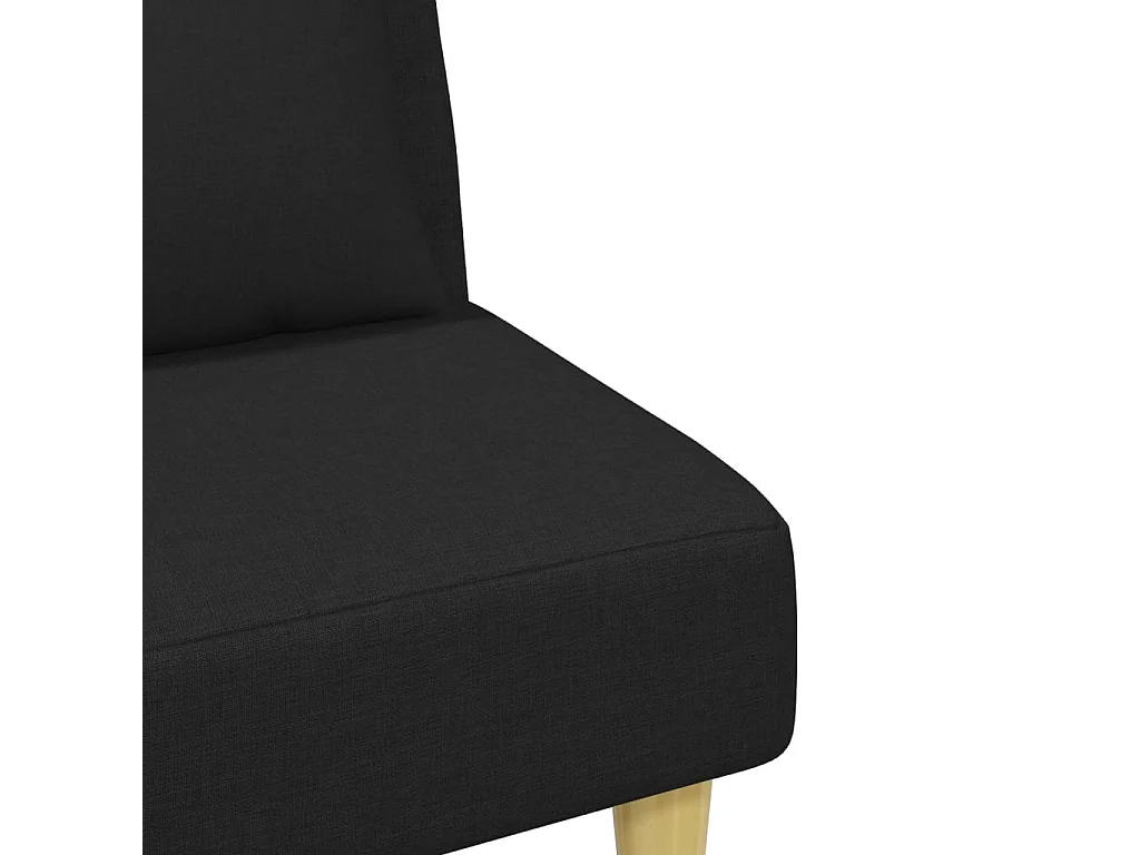 Sofá-cama 2 lugares c/ almofadas e apoio de pés tecido preto