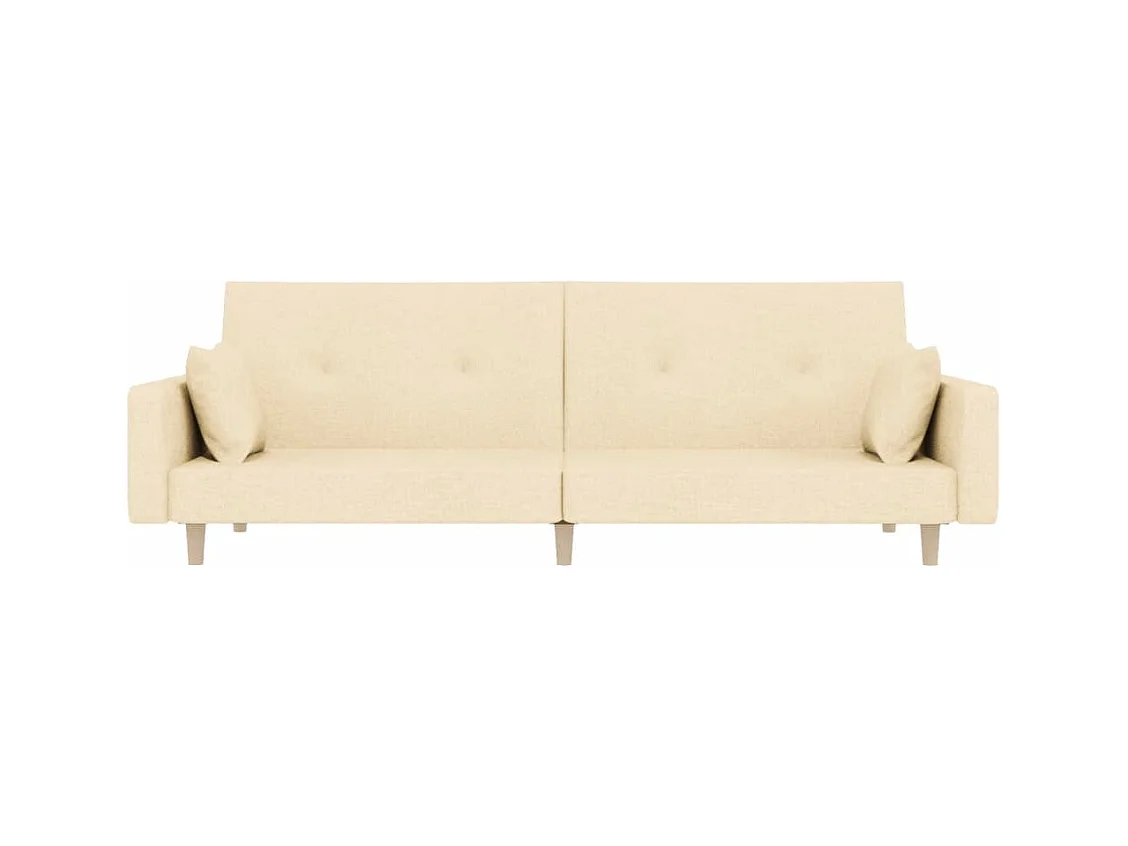 Sofá-cama 2 lugares com duas almofadas tecido cor creme