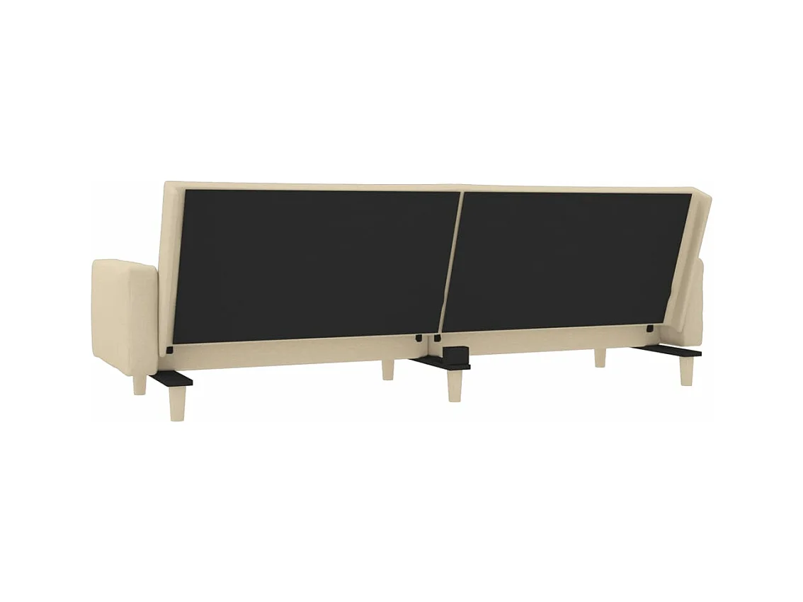 Sofá-cama 2 lugares com duas almofadas tecido cor creme