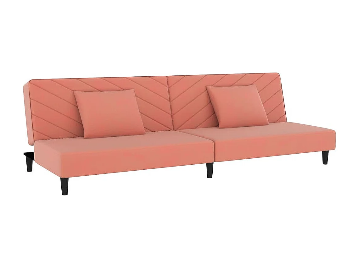 Divano Letto a 2 Posti con 2 Cuscini Rosa in Velluto