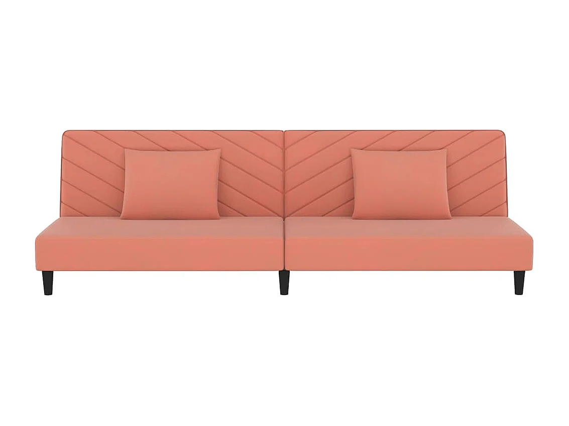 Sofá cama de 2 plazas con dos almohadas terciopelo rosa