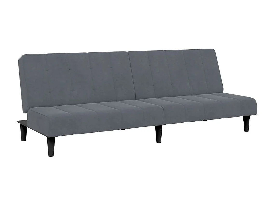 Sofá-cama 2 lugares c/ apoio de pés veludo cinzento-escuro