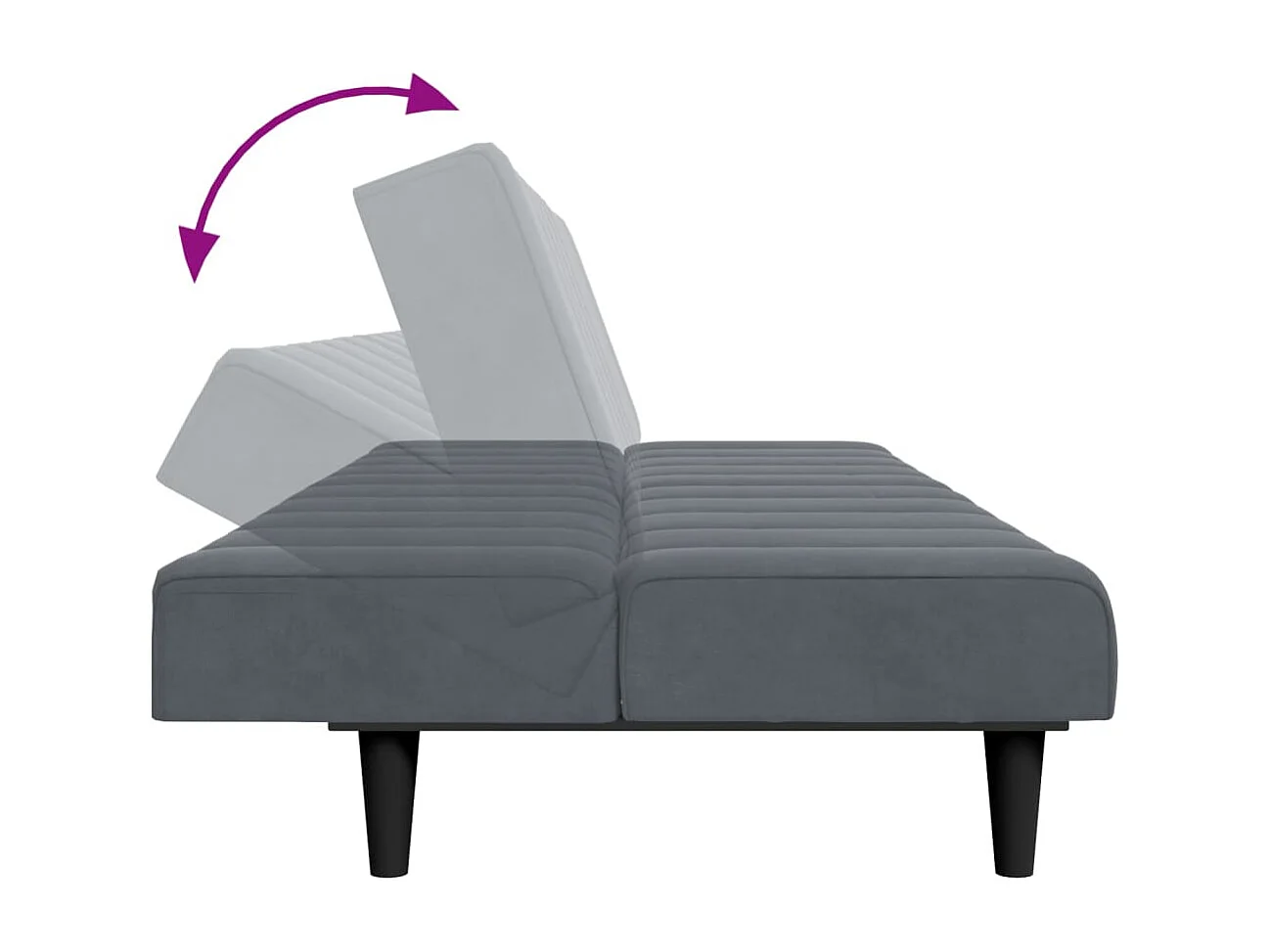 Sofá-cama 2 lugares c/ apoio de pés veludo cinzento-escuro