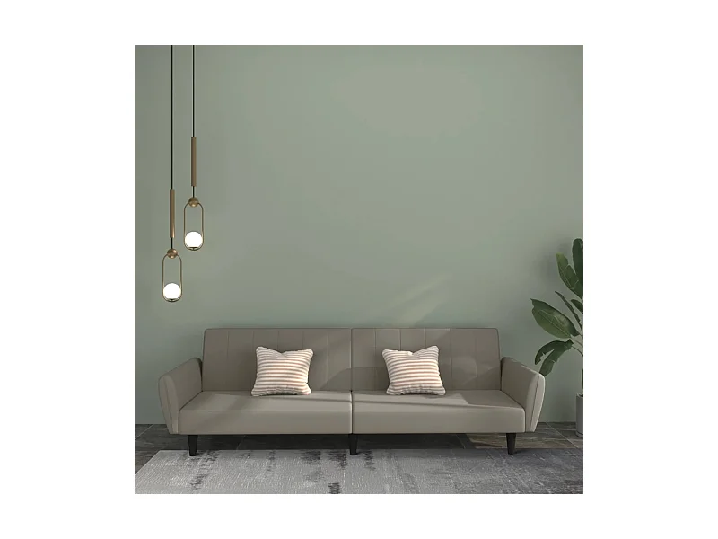 Canapé-lit à 2 places gris clair velours