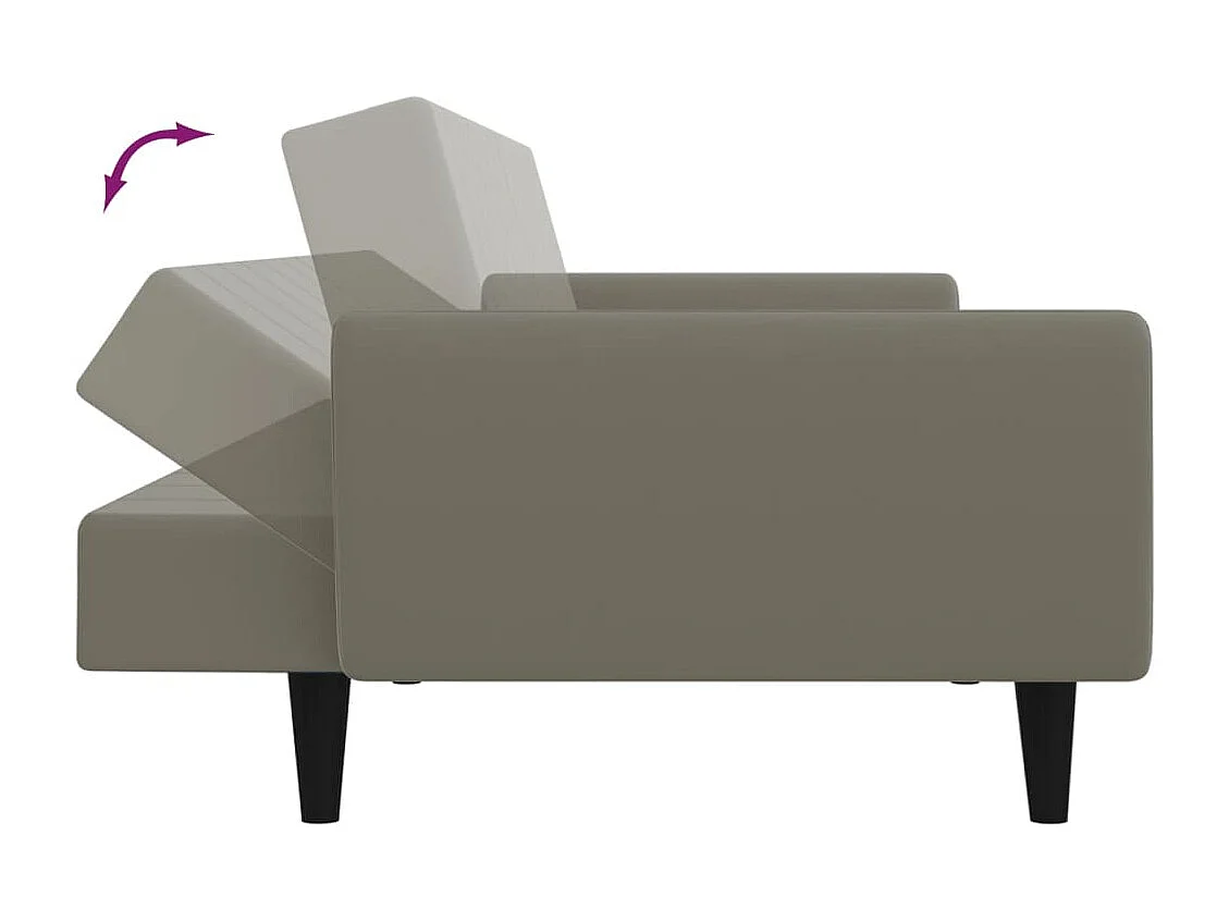 Canapé-lit à 2 places gris clair velours