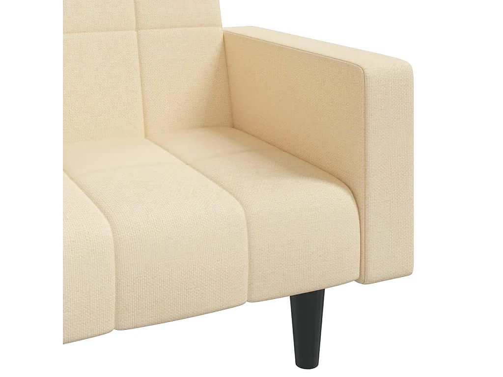 Sofá-cama 2 lugares com duas almofadas tecido cor creme
