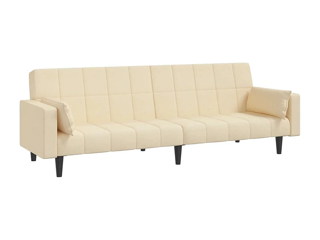 Sofá-cama 2 lugares com duas almofadas tecido cor creme