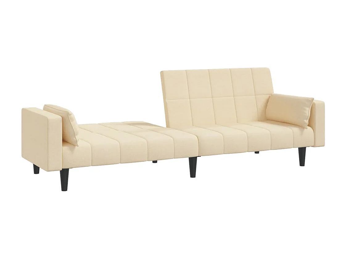 Sofá-cama 2 lugares com duas almofadas tecido cor creme