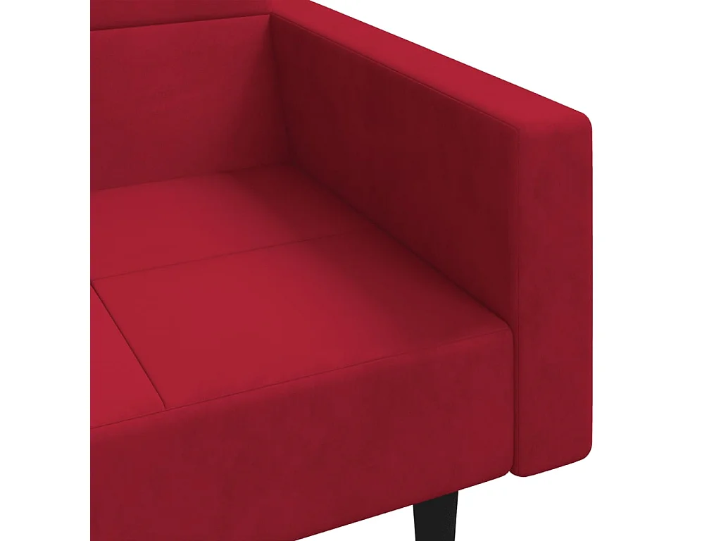 Canapé-lit à 2 places et deux oreillers Rouge bordeaux Velours
