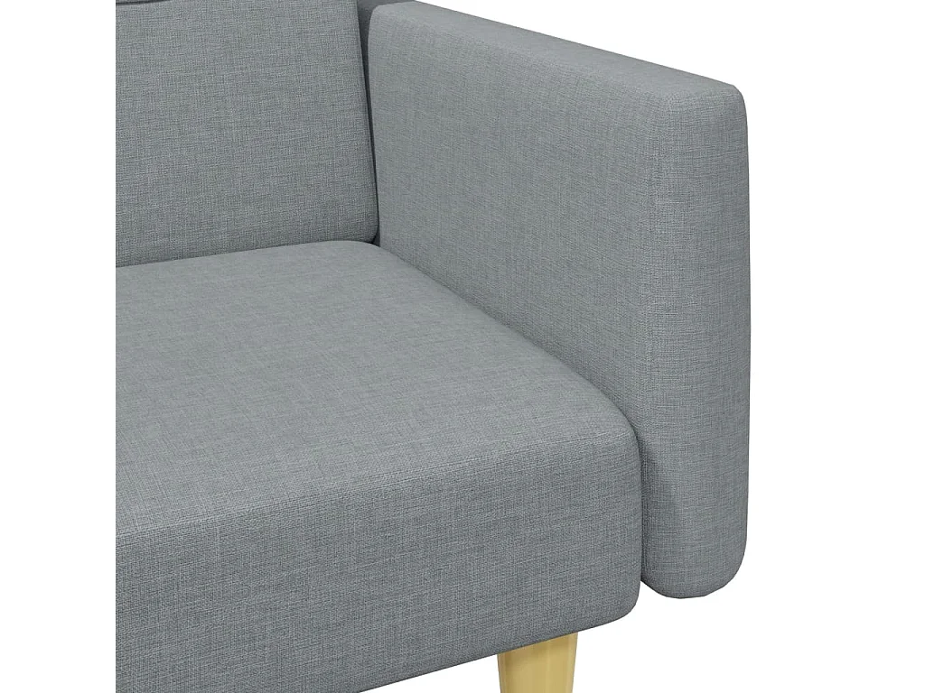 Canapé-lit à 2 places avec repose-pied gris clair tissu