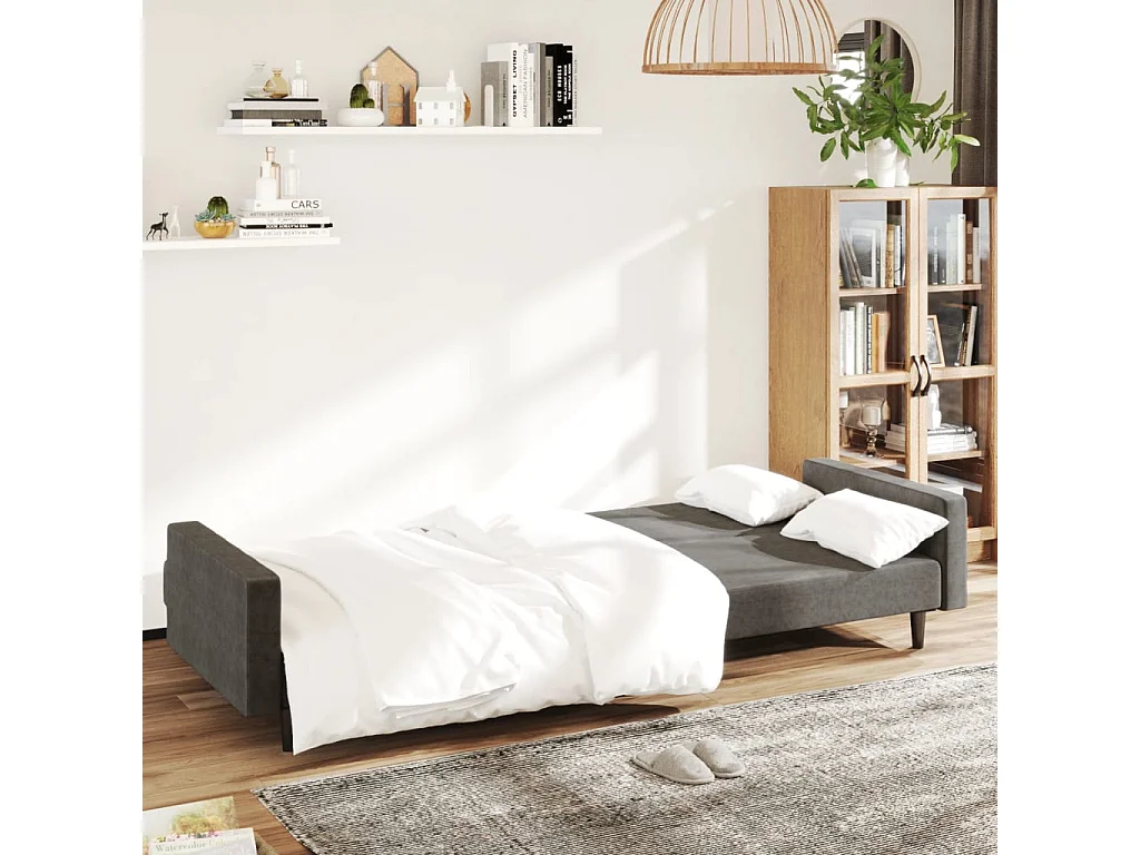 Sofá cama de 2 plazas terciopelo gris oscuro