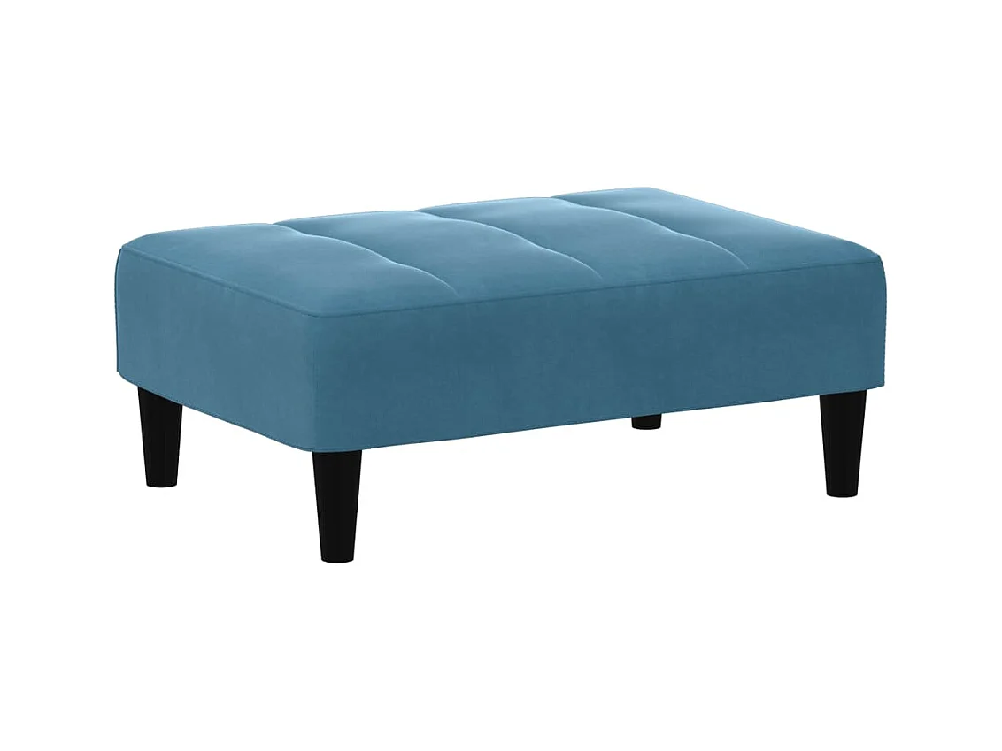 Sofá cama de 2 plazas con taburete terciopelo azul