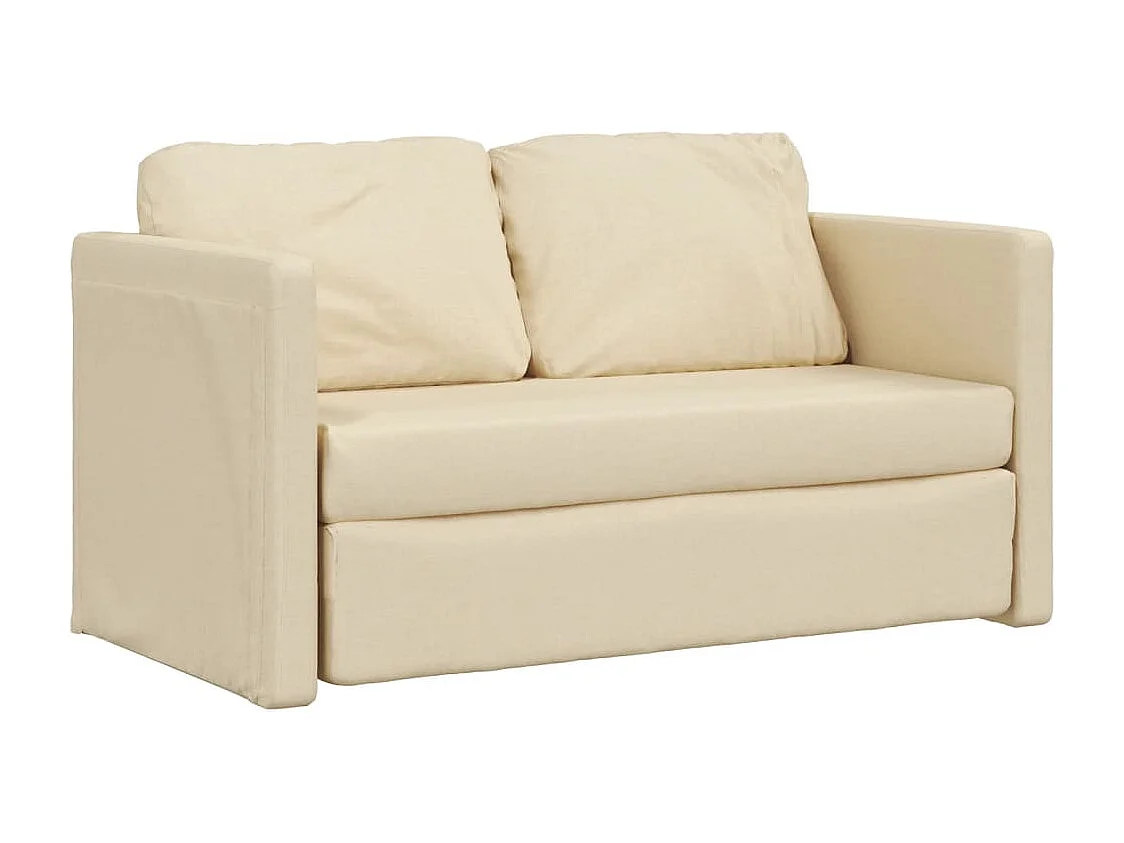Sofá-cama sem pés 112x174x55 cm tecido cor creme