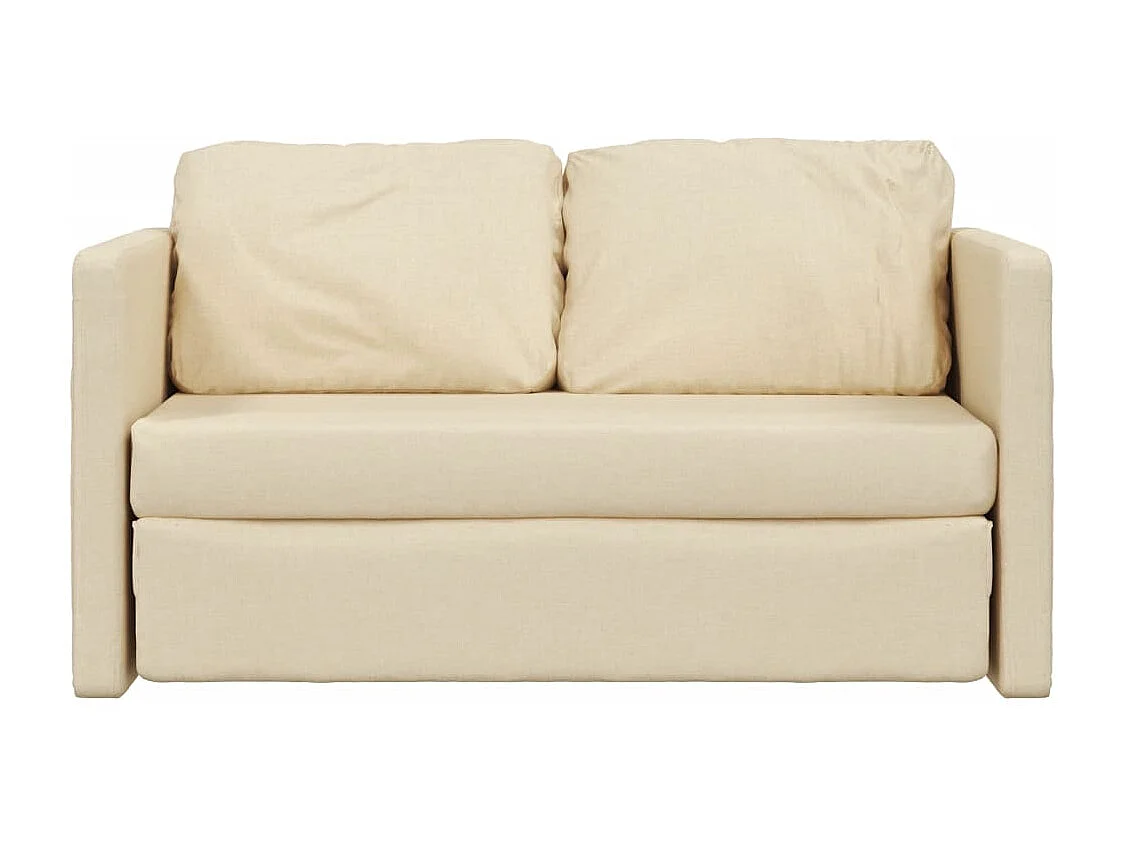Slaapbank vloermodel 2-in-1 112x174x55 cm stof crèmekleurig