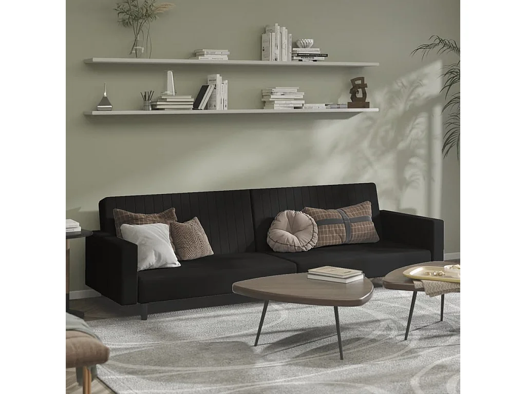 Schlafsofa 2-Sitzer Schwarz Samt