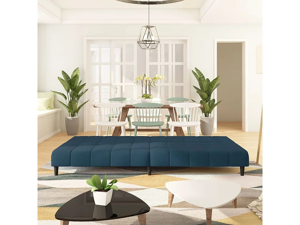 Slaapbank 2-zits fluweel blauw