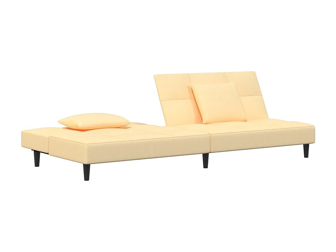 Sofá-cama 2 lugares com duas almofadas veludo cor creme